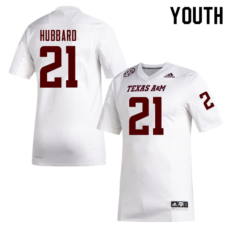 Youth #21 Darvon Hubbard Texas A&M Aggies College Football Jerseys Sale-White - Click Image to Close